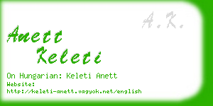 anett keleti business card